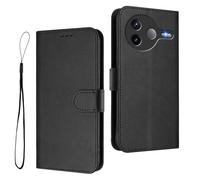 HAOYE Premium Leather Case for Xiaomi Poco F7 Pro, Wallet Cover with Magnetic Closure/With Card Slot, RFID Protection, Anti-Fingerprint and Stand - Black