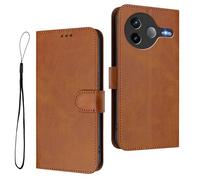 HAOYE Premium Leather Case for Xiaomi Poco F7 Pro, Wallet Cover with Magnetic Closure/With Card Slot, RFID Protection, Anti-Fingerprint and Stand - Brown
