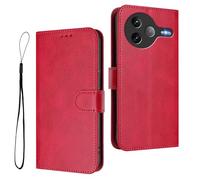 HAOYE Premium Leather Case for Xiaomi Poco F7 Ultra, Wallet Cover with Magnetic Closure/With Card Slot, RFID Protection, Anti-Fingerprint and Stand - Rose Red