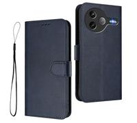 HAOYE Premium Leather Case for Xiaomi Poco F7 Ultra, Wallet Cover with Magnetic Closure/With Card Slot, RFID Protection, Anti-Fingerprint and Stand - Blue