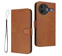 HAOYE Premium Leather Case for Xiaomi Poco F7 Ultra, Wallet Cover with Magnetic Closure/With Card Slot, RFID Protection, Anti-Fingerprint and Stand - Brown