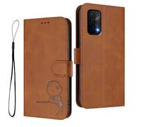 HAOYE Premium Panda Pattern Leather Case for OPPO A74 5G / A54 5G - RFID Blocking Cover with Card Slots, Kickstand & Shockproof Design Shell - Brown