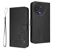 HAOYE Premium Panda Pattern Leather Case for TCL 60R 5G - RFID Blocking Cover with Card Slots, Kickstand & Shockproof Design Shell - Black