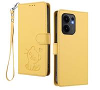 HAOYE Wallet Case for OPPO Reno 13F /Reno 13FS, Cute Kitten Graphic Leather Cover with Magnetic Closure, Shockproof TPU Shell, Card Holder & Stand Bumper - Dark Purple