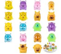 Haoyic 18 Pcs Mini Resin Capybara, Animal-Shaped Yoga Capybara, Mini Resin Animals Mixed for Miniature Scenes and Aquarium Decor (6 Different Designs, 2 Colors)