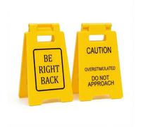 Haoyic 2 Pcs Desk Signs for Work Funny, “Caution Overstimulated” & “Be Right Back” Mini Desk Decor, Office Gag Gift Set