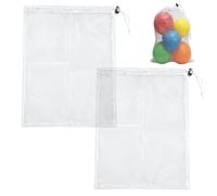 Haoyic 2 Pcs Mesh Drawstring Bag Large Nylon Net Bags for Toys Towels and Daily Accessories 35x40cm