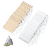 Haoyic 200 Sets Empty Tea Bags, Tea Bag, Reusable teas Bags Empty Filter with Drawstring, 100 Pcs Unbleached teas Bags and 100 Pcs White, for Coffee & Spices (7x9cm)