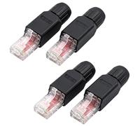 Haoyic 4 Pcs RJ45 Connector 1000 Mbps Ethernet Plug for Cat6 Cat5e Cables Toolless PoE Network Device Modular Plug Replacement