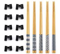Haoyic 5 Pairs Training Chopsticks with 10 Chopsticks Aids, Plastic Clips, Wood Utensils for Sushi Noodle Dining