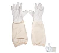 Haoyic Beekeeping Gloves with Vented Sleeves, Imitation Goatskin Protective Gloves for Beekeepers and Gardeners (L Size)