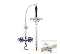 Haoyic Metal Bookmark, Winged Dragon Shape, Retro Sword Divider, Reading Accessory, Purple, for Novel Collection