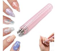 Haoyic Nail Art Dotting Tool Fine Tip Flower Pattern Pen with Glitter Handle for Rhinestone Picking and Precision Nail Design