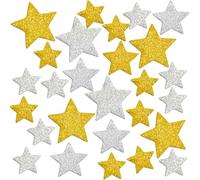Haoyic Star Stickers, 50 Pcs Gold Foam Star Stickers and Glitter Silver Sticky Stars for Craft, Mini Gold Stars for Crafting for Crafts Art Craft Classroom, Christmas Party