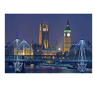 Haoyiyi 10x7ft City Photography Backdrop London Night View Big Ben Westminster Abbey Thames River Bridge Background for Kids Adult Personal Portrait Lover Wedding Party Photo Shoot Props
