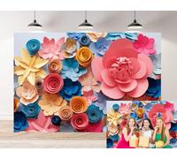 Haoyiyi 10x8ft Large Paper Flower Blossoming Backdrop Background Wedding Photography Birthday Party Reception Ceremony Dessert Table Decorations Photo Booth Banner Wallpaper Photocall Pictures