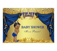 Haoyiyi 8x6ft Royal Prince Baby Shower Background Royal Blue Curtain Gold Dots Crown Backdrop Photography Photo Kids Event Ceremony Graduation Celebration Decorations Supplies Photoshoot