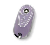 HAOYOUMEI Advanced Soft TPU Key Cover is Compatible with Mercedes Benz 2024-2025 E 2023-2025 SL CLE GLC 2022-2025 EQE EQS S C Series Key (Purple Key Case)