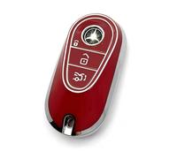 HAOYOUMEI Advanced Soft TPU Key Cover is Compatible with Mercedes Benz 2024-2025 E 2023-2025 SL CLE GLC 2022-2025 EQE EQS S C Series Key (Red Key Case)