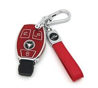 HAOYOUMEI Suitable For Mercedes Benz keys.Advanced soft TPU key Cover is compatible with Benz CLS CLK AMG CLK GLC GLE GLS ML SL SLK A C E R S G Smart Remote Key (Type A red Key Case + key chain set)