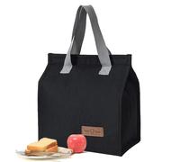 Haoyuan Insulated Lunch Tote - Cooler Bag, Waterproof Lunch Box Container, Thermal Leakproof Lunch Organizer for Men, Women, Kids - Outdoor, Picnic, Work (Black)