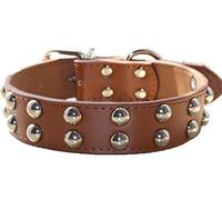 haoyueer 1.2 inch Wide Leather Dog Collar Spiked Studded Collar for Medium Large Breeds Pitbull Terrier (M, Brown)