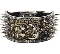 haoyueer 3" Sharp Spiked Studded Leather Dog Collar for Training,Sports,Walking,Medium,Large,X-Large,for Pitbull,Labrador,Boxer (M, Gold Brown)