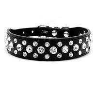 haoyueer Bling Rhinestone PU Leather Crystal Diamond Pet Dog Cat Puppy Collar Black S M L XL … (XL, Black)