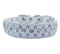 haoyueer Bling Rhinestone PU Leather Crystal Diamond Pet Dog Cat Puppy Collar S M L XL (S, White)
