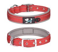 Haoyueer Comfortable Soft Neoprene Padded Dog Collar, Reflective Pet Collar, Adjustable Heavy Duty Nylon Dog Collar for All Breeds Large Dogs (XL, Red-1)