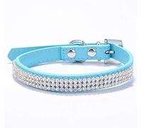 haoyueer Cute Dazzling Sparkling Elegant Fancy PU Leather Bling Rhinestone Crystal Jeweled Pet Cat Dog Puppy Collar … (S, Blue)