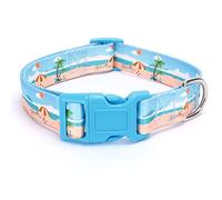 haoyueer Dog Collar for Small Medium Large Dogs, Adjustable Soft Puppy Collars with Quick Release Buckle Walking Running Training (S, Beach)