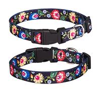 haoyueer Dog Collar for Small Medium Large Dogs, Cute Girl Dog Pet Collar Soft Adjustable Fancy Floral Girl Puppy Dog Collars (M:32-52CM, Black)
