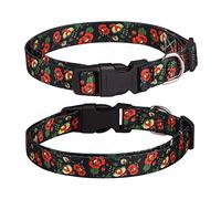haoyueer Dog Collar for Small Medium Large Dogs, Cute Girl Dog Pet Collar Soft Adjustable Fancy Floral Girl Puppy Dog Collars (L:38-61CM, Navy)