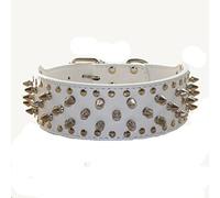 haoyueer Faux Leather Spiked Studded Dog Collar for Medium Large Dogs Pit Bull Mastiff Bully Boxer (L, White)
