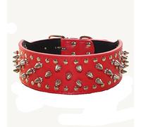 haoyueer Faux Leather Spiked Studded Dog Collar for Medium Large Dogs Pit Bull Mastiff Bully Boxer (L, Red)