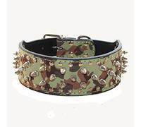 haoyueer Faux Leather Spiked Studded Dog Collar for Medium Large Dogs Pit Bull Mastiff Bully Boxer (M, Camouflage)