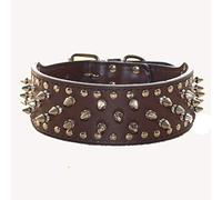 haoyueer Faux Leather Spiked Studded Dog Collar for Medium Large Dogs Pit Bull Mastiff Bully Boxer (S, Dark Brown)