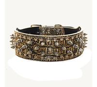haoyueer Faux Leather Spiked Studded Dog Collar for Medium Large Dogs Pit Bull Mastiff Bully Boxer (S, Gold Brown)