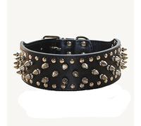 haoyueer Faux Leather Spiked Studded Dog Collar for Medium Large Dogs Pit Bull Mastiff Bully Boxer (S, Black)