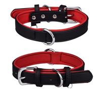 haoyueer Genuine Leather Dog Collar for Small Medium Large Dog Adjustable Soft Breathable Comfortable Padded Puppy Pet Collar (M, Black)