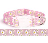 haoyueer Girl Dog Collars with Daisy Patterns, Cute Dog Collar for Puppy, Adjustable Soft Durable Pet Collars for Cat XS Small Medium Large Dogs (Pink, Small)