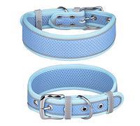 haoyueer Large Dog Collar, Mesh breathable dog collar Soft Padded Reflective Large Dog Collar for Medium & Large Dogs (L, Blue)