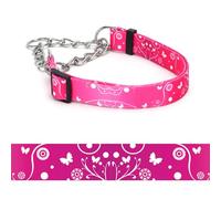 haoyueer Martingale Dog Collar - Stainless Steel Chain, No Pull Training Collar with Flower Design for Large Medium Small Dogs (6, S)