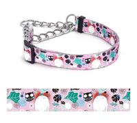 haoyueer Martingale Dog Collar - Stainless Steel Chain, No Pull Training Collar with Flower Design for Large Medium Small Dogs (12, L)