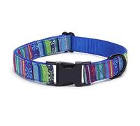haoyueer Multi-Colored Stripe Dog Collar, Soft Adjustable Dog Collars with Metal Buckle for Small Medium Large Dogs, Perfect Pet Collar Gift (S, Blue)