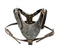 haoyueer New Soft Leather Dog Harness Large Pitbull Mastiff Boxer Bully Chest for 26~34" Adjustable (Gold Brown)