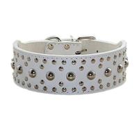 haoyueer New Unisex Studded Leather Dog Collars Medium Large Dog Necklace for Pitbull Doberman Sizes M L … (L, White)