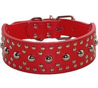 haoyueer New Unisex Studded Leather Dog Collars Medium Large Dog Necklace for Pitbull Doberman Sizes M L … (L, Red)