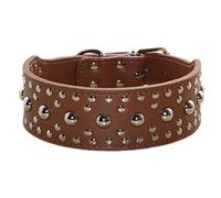 haoyueer New Unisex Studded Leather Dog Collars Medium Large Dog Necklace for Pitbull Doberman Sizes M L … (M, Brown)